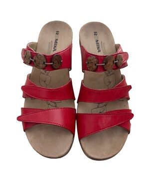 Romika Bali Red Leather Comfort Slide Sandals
